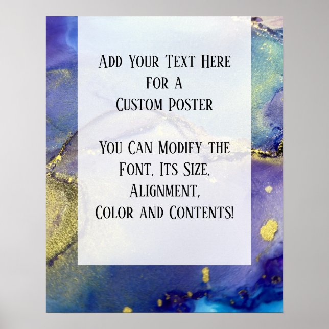 Poster Adicionar Sua Tinta de Álcool Abstrato Colorida de (Frente)