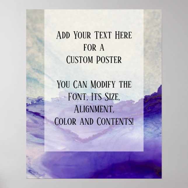 Poster Adicionar Sua Tinta De Álcool Abstrato Roxo De Tex (Frente)
