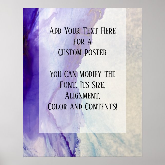 Poster Adicionar Sua Tinta De Álcool Abstrato Roxo De Tex (Frente)