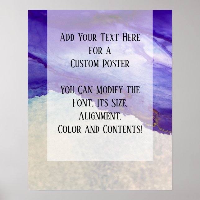 Poster Adicionar Sua Tinta De Álcool Abstrato Roxo De Tex (Frente)