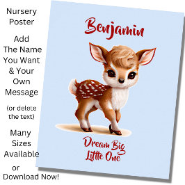 Poster Adicionar texto de nome, Cute Fawn - Bebê Veado em