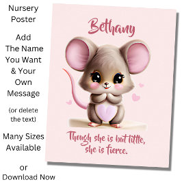 Poster Adicionar texto de nome, rato bebé com orelhas gra