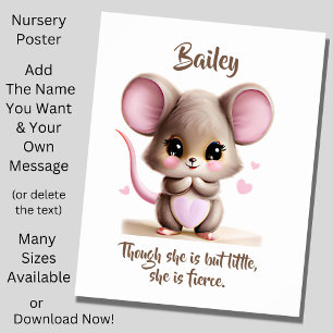 Poster Adicionar texto do nome, Bebê Rato com Orelhas Gra