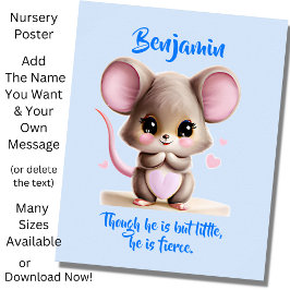 Poster Adicionar texto do nome, Bebê Rato com Orelhas Gra
