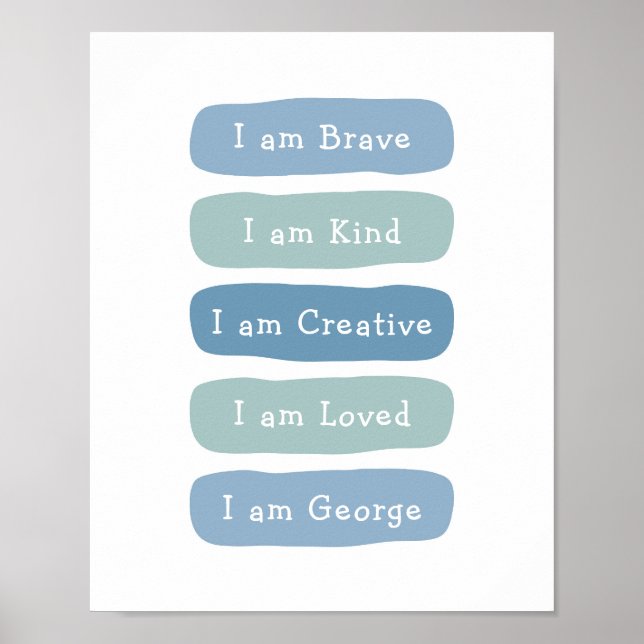 Poster Adicione o nome do seu filho para crianças afirmaç (Frente)