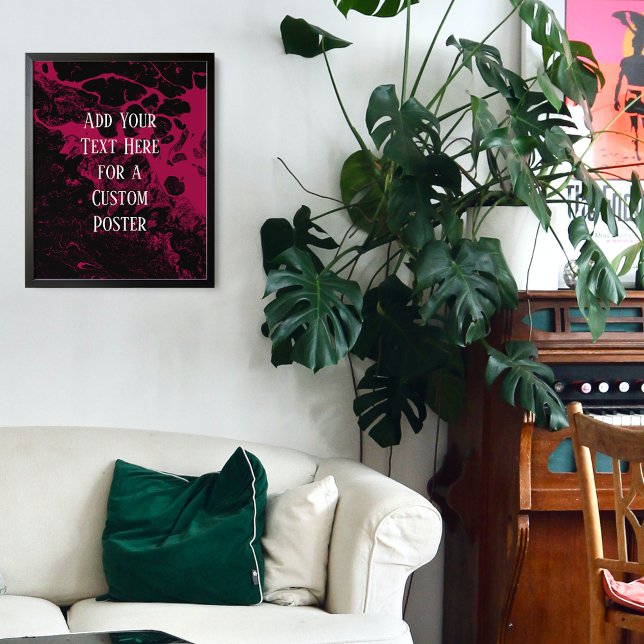 Poster Adicione o seu texto personalizado, preto e frambo (Criador carregado)