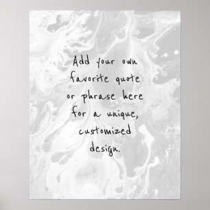 Poster Adicione Seu Marble Branco De Cotação Personaliz