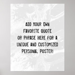 Poster Adicione seu mármore branco de cotação personal