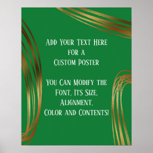 Poster Adicione Seu Texto A Ovalos Dourados Escritos Verd