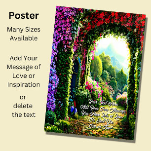 Poster Adicione Seu Texto, Caminho com Flores Vermelhas R