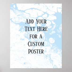 Poster Adicione Seu Texto Personalizado, Branco E Azul