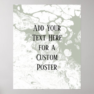 Poster Adicione seu texto personalizado, branco e mármore