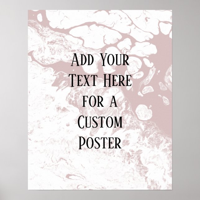 Poster Adicione seu texto personalizado, branco e Rosa ma (Frente)