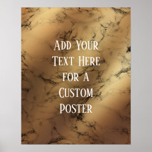 Poster Adicione Seu Texto Personalizado, Dourado E Mármo