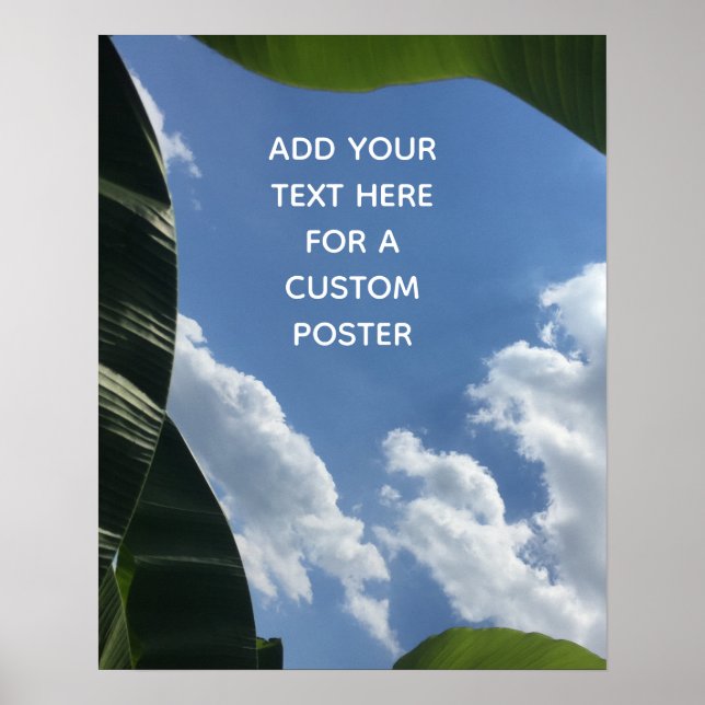 Poster Adicione seu texto personalizado Folhas de Banana  (Frente)