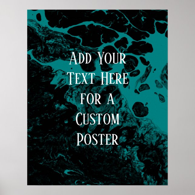 Poster Adicione Seu Texto Personalizado Mármore Preto e A (Frente)