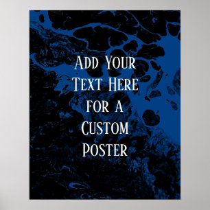 Poster Adicione seu texto personalizado preto e azul real