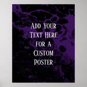 Poster Adicione seu texto personalizado, preto e roxo