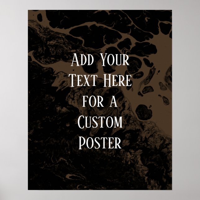 Poster Adicione seu texto personalizado preto e sutil mar (Frente)
