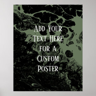 Poster Adicione seu texto personalizado, preto e verde-ol