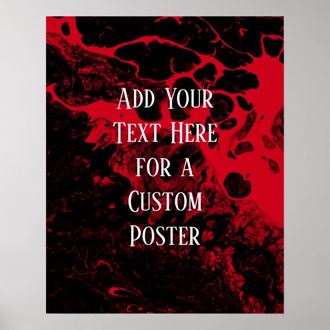 Poster Adicione seu texto personalizado, preto e vermelho (Frente)