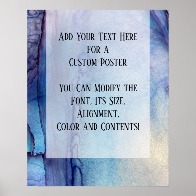 Poster Adicione seu texto personalizado Tinta Azul e Álco (Frente)