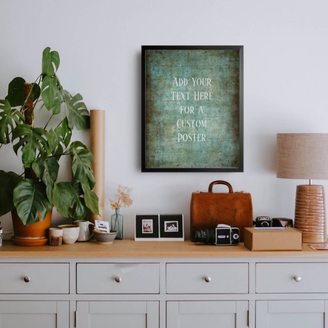 Poster Adicione seu texto personalizado, verde e branco (Criador carregado)