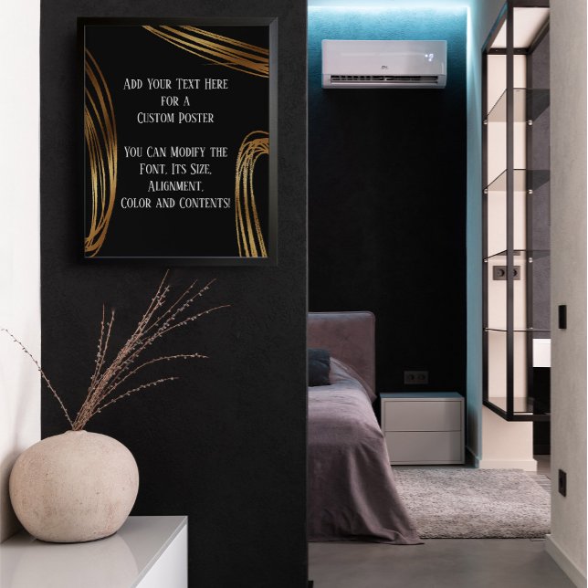 Poster Adicione Seus Ovais Dourados Escritos, Preto (Criador carregado)