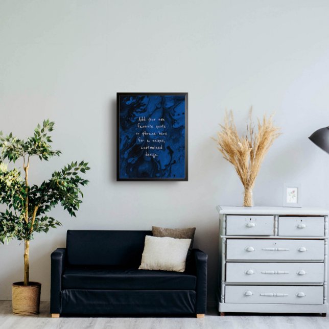 Poster Adicione sua citação personalizada Black Marble Ro (Criador carregado)