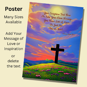 Poster Adicione sua escritura, Cruz Cristã ao Sunset