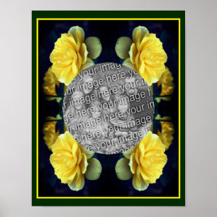 Poster Adicione Sua Foto Flor Amarelo De Rosa Na Moldura 