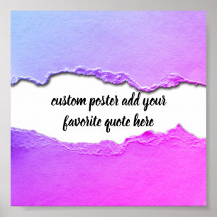 Poster adicione sua própria citação roxa, rosa e azul