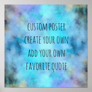 Poster adicione sua própria cota aquarela abstrato azul