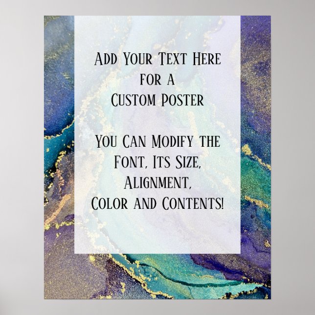 Poster Adicione Sua Tinta Orgânica De Abstrato De Texto P (Frente)