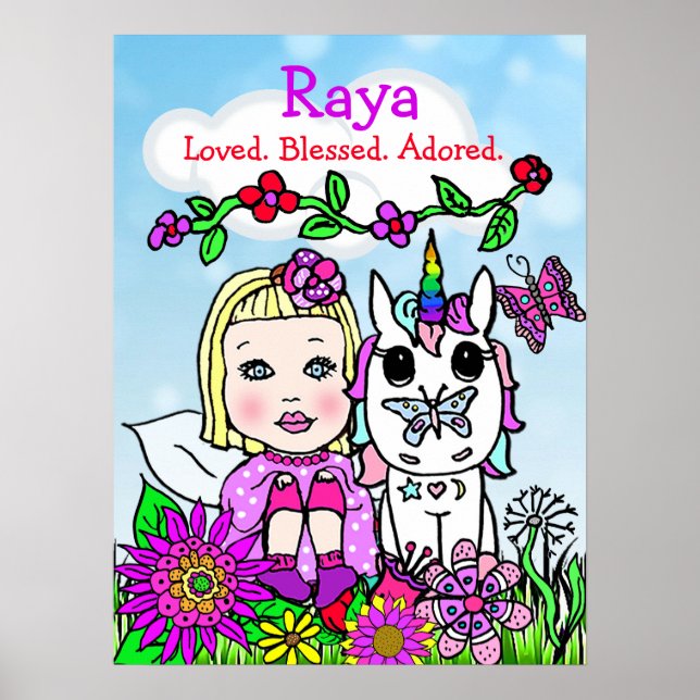 Poster Adicione um nome a esse Unicórnio Whimsical e a Fa (Frente)