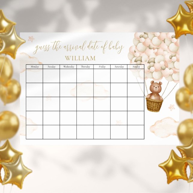 Poster Adivinha A Data De Vencimento Balões Do Urso De Te (Criador carregado)