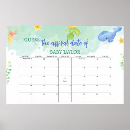 Poster Adivinha A Data De Vencimento Sob O Chá de fraldas