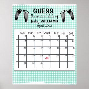Poster Adivinha Calendário de Data de Vencimento Pegadas 