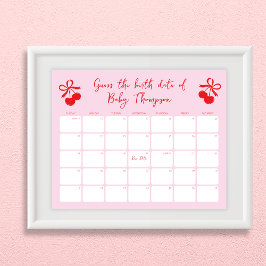 Poster Adivinha o calendário do Chá de fraldas de Cereja 