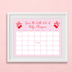Poster Adivinha o calendário do Chá de fraldas de Cereja
