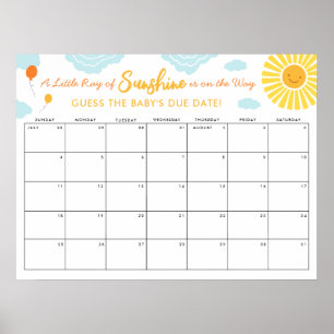 Poster Adivinha o Sinal de Vencimento do Bebê Data Pequen