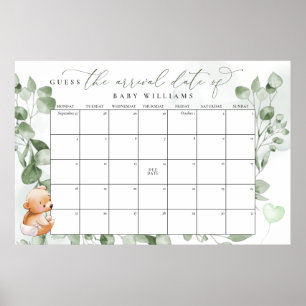 Poster Adivinha O Urso Do Calendário De Data De Venciment