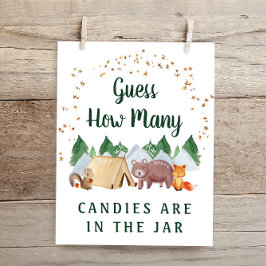 Poster Adivinha Quantos Animais Da Floresta Jogam Chá de 