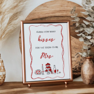 Poster Adivinha Quantos Beijos O Chá de panela Vermelho I