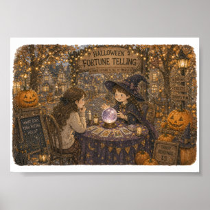 Poster Adivinhação de Halloween para Amantes de Festas de