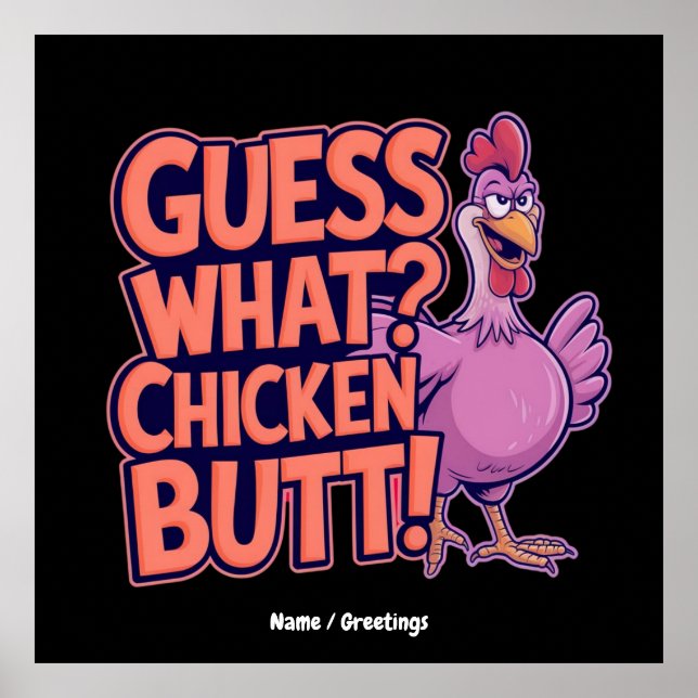 Poster Adivinhe? Bunda de Frango! Design Divertido  (Frente)