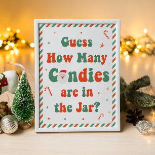 Poster Adivinhe Quantas Balas no Chá de Bebê de Natal