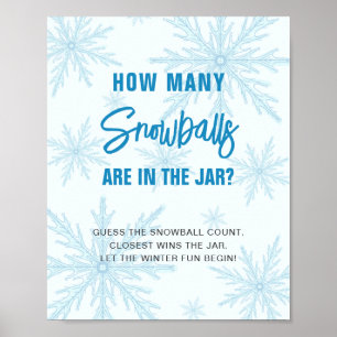 Poster Adivinhe Quantas Bolas de Neve Chuvinha de Bebê In