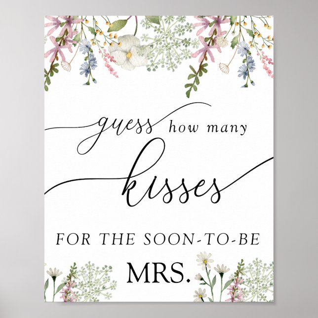 Poster Adivinhe Quantos Beijos | Chic Wildflower (Frente)
