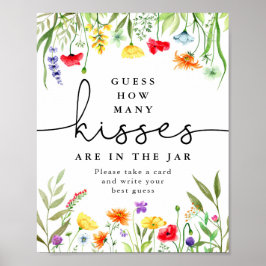 Poster Adivinhe quantos beijos jogo Colorida Flor Silvest